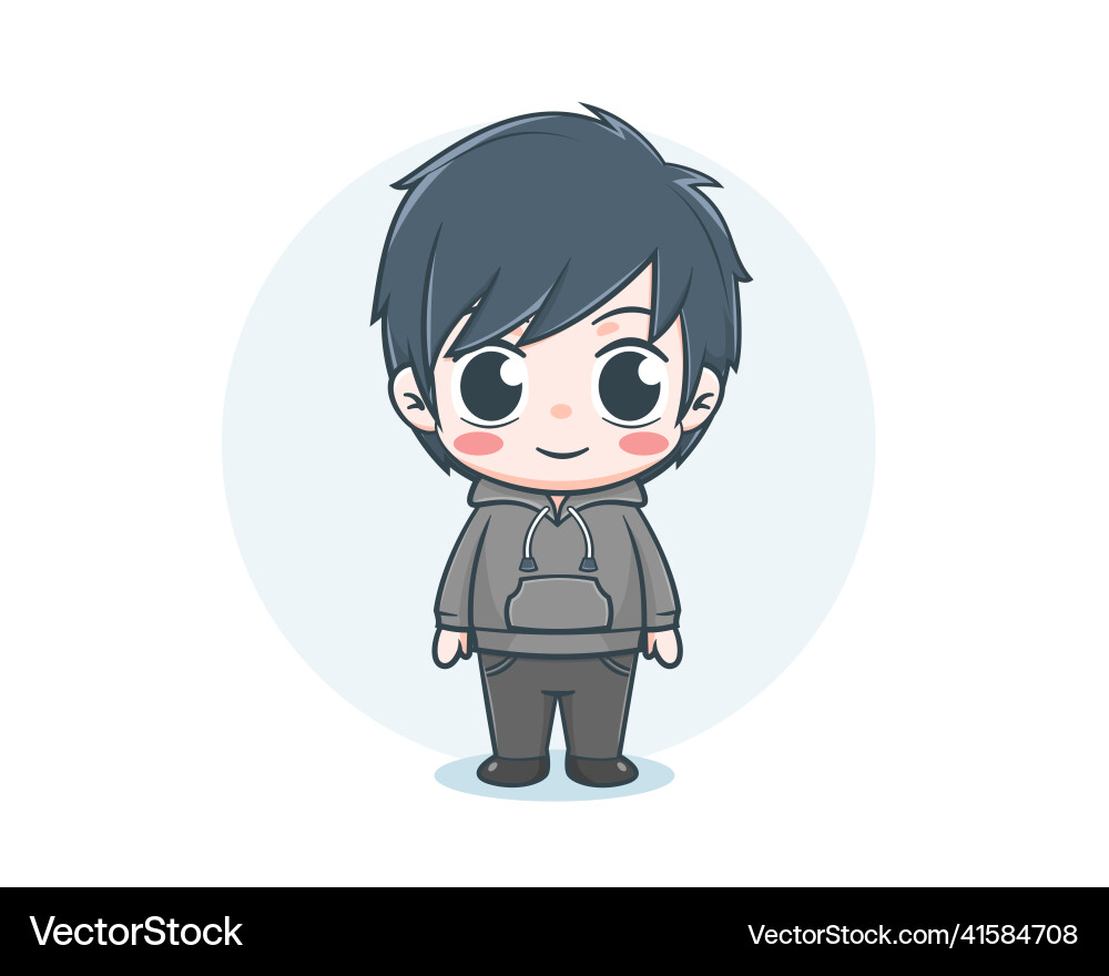 Cartoon Boy in Hoodie Vektorbild
