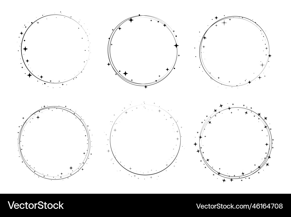 Circle star border frame set sparkle vector image