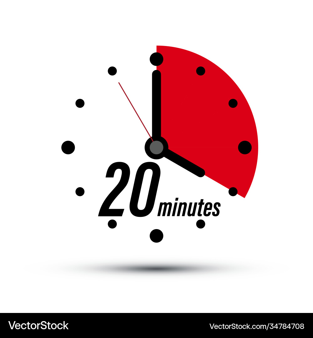 Clock Icon - 20 Minutes Timer vector image