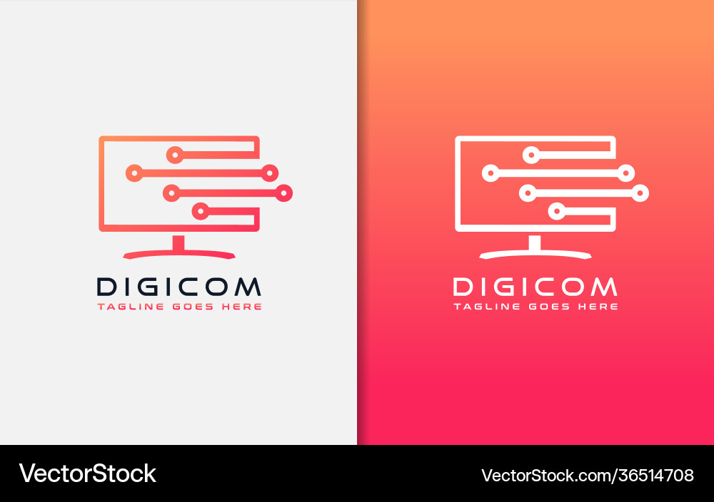 Creative digital computer logo design usable Vector Image
