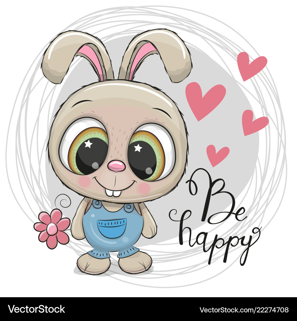 Cute cartoon rabbit with flower vector image