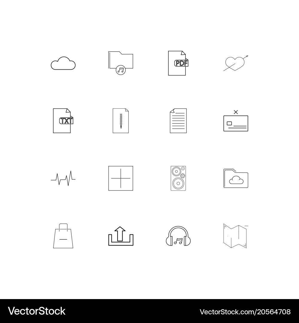 Dateien und Ordner unterschreiben einfache lineare Symbole Set Vektorbild