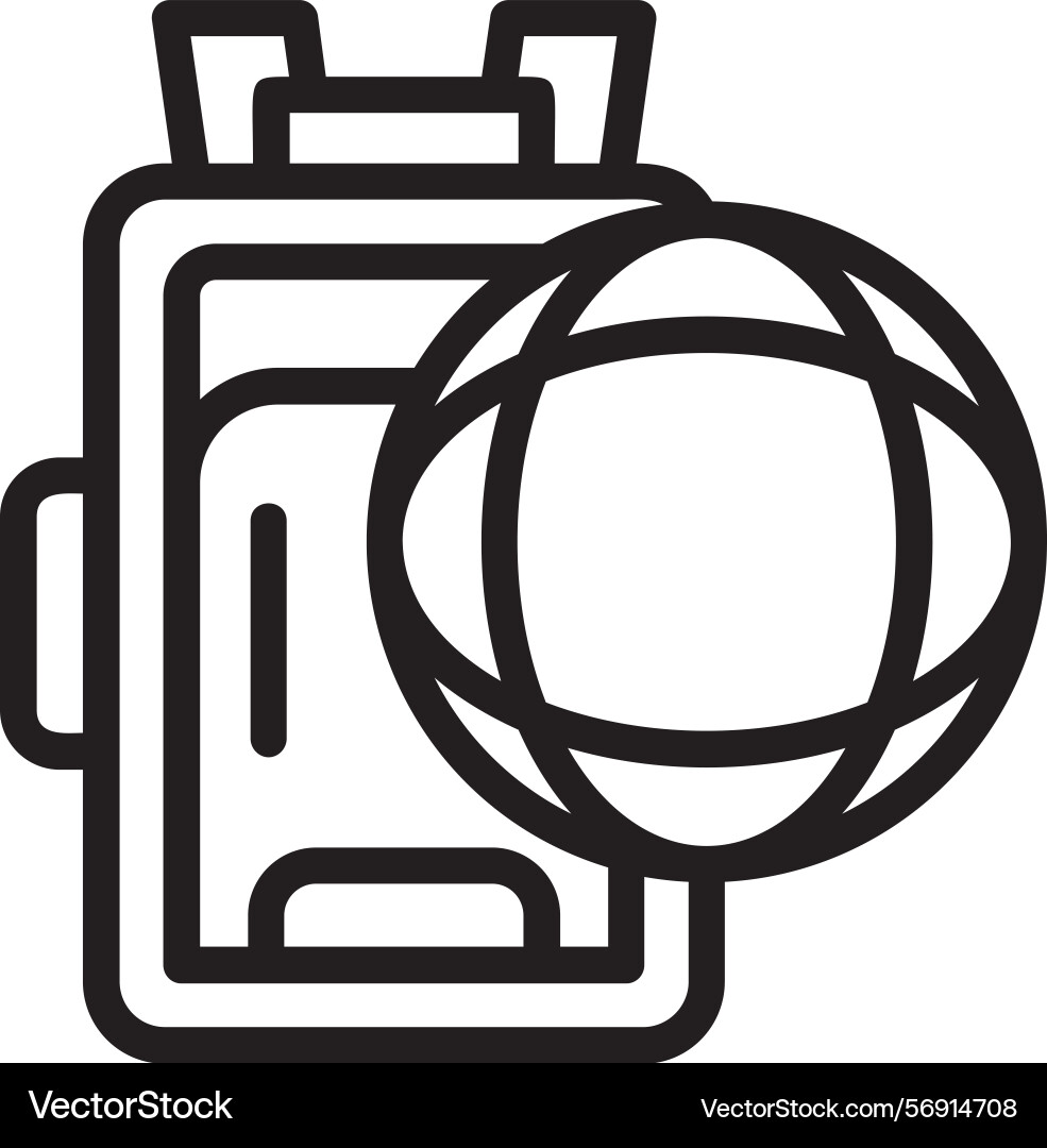 Globe with a backpack linear style icon design Vector Image