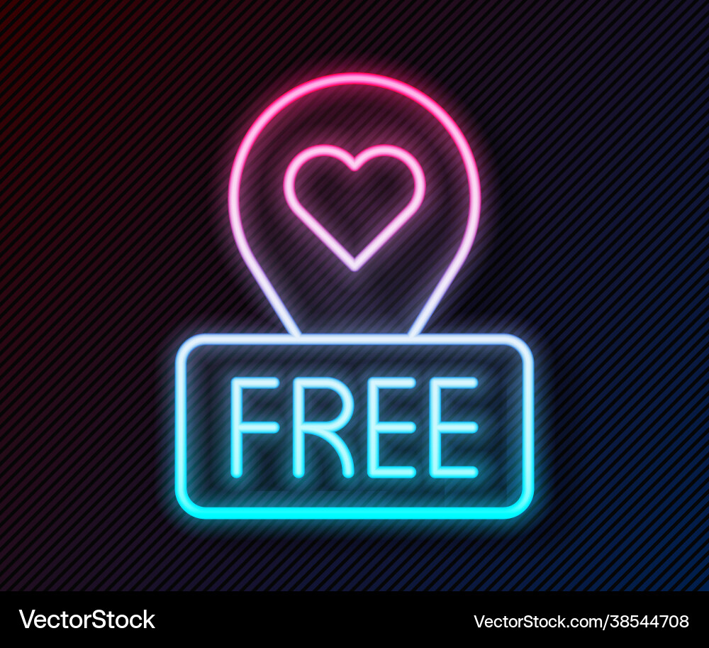 Glowing neon line map pointer with heart icon Glowing neon line map pointer with heart icon vector image