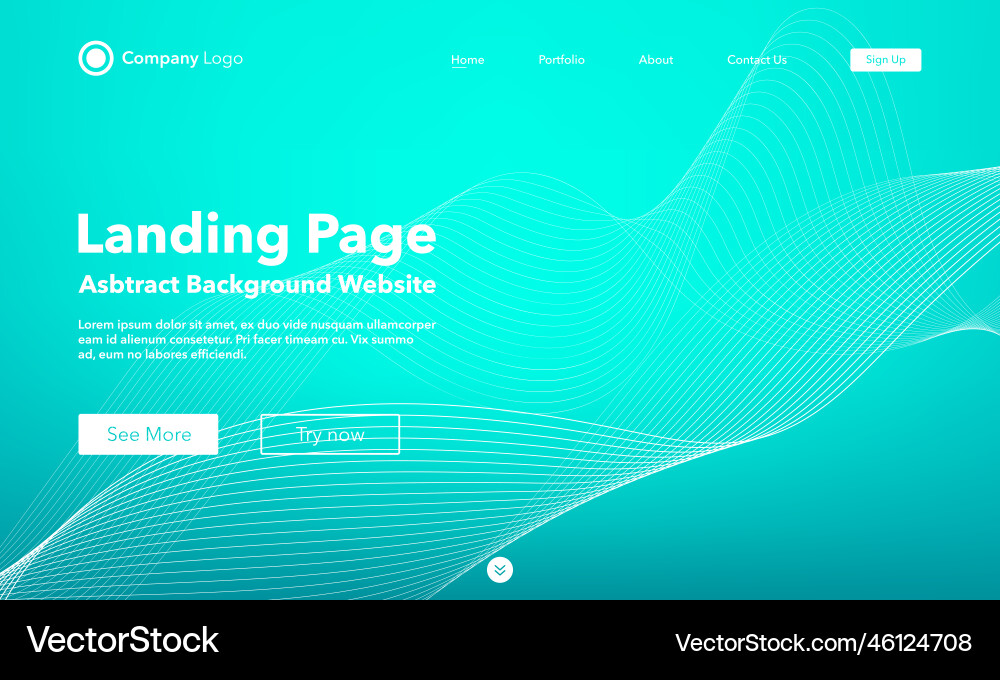 Gradient abstract wave background landing page Gradient abstract wave background landing page vector image