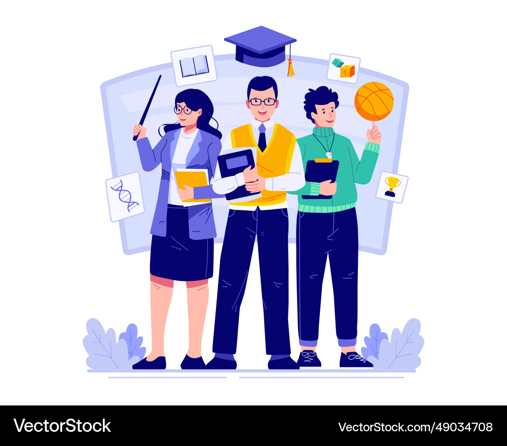 Happy teachers day with a group three Happy teachers day with a group three vector image