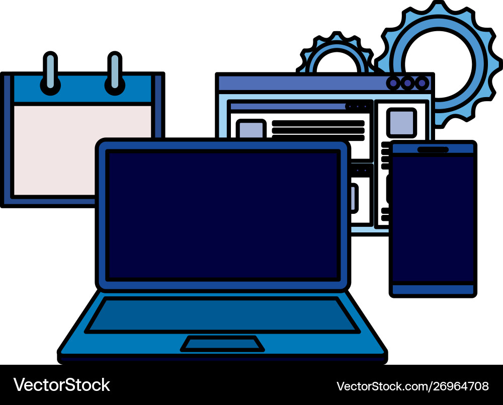 Laptop computer with webpage and smartphone Laptop computer with webpage and smartphone vector image