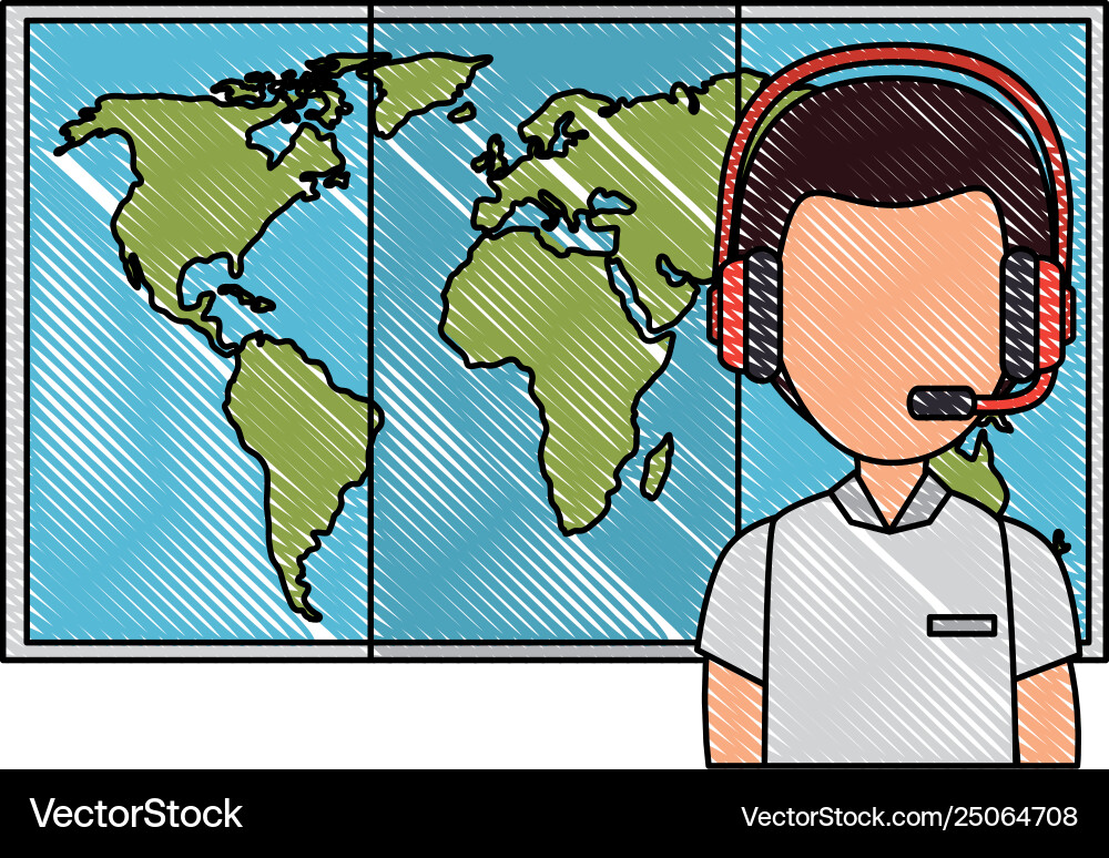 Logistic worker with headset and map Logistic worker with headset and map vector image