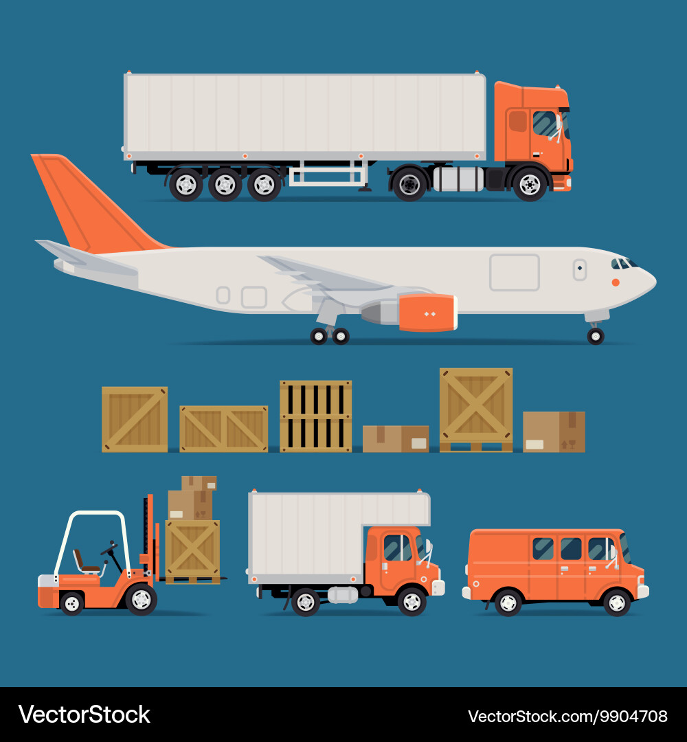 Logistics transport icon set Royalty Free Vector Image
