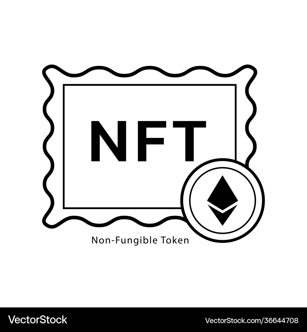 NFT Token Icon - Blockchain Art vector image