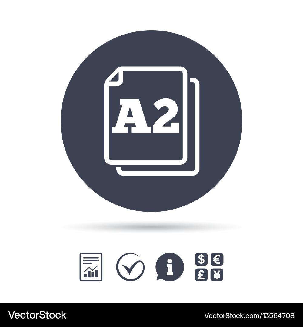 Paper size a2 standard icon document symbol Vector Image