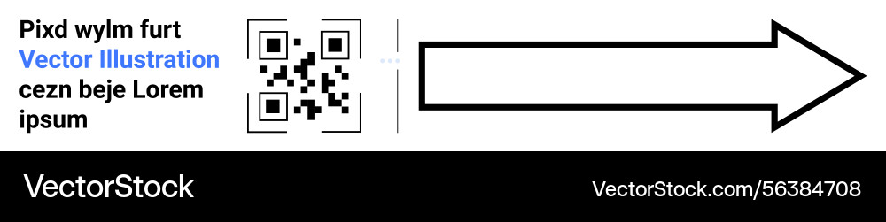 Qr code followed by a large arrow pointing right Qr code followed by a large arrow pointing right vector image