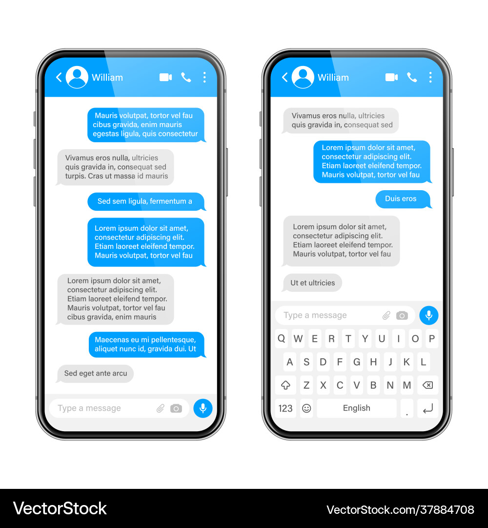 Realistic smartphone with messaging app blank sms Realistic smartphone with messaging app blank sms vector image