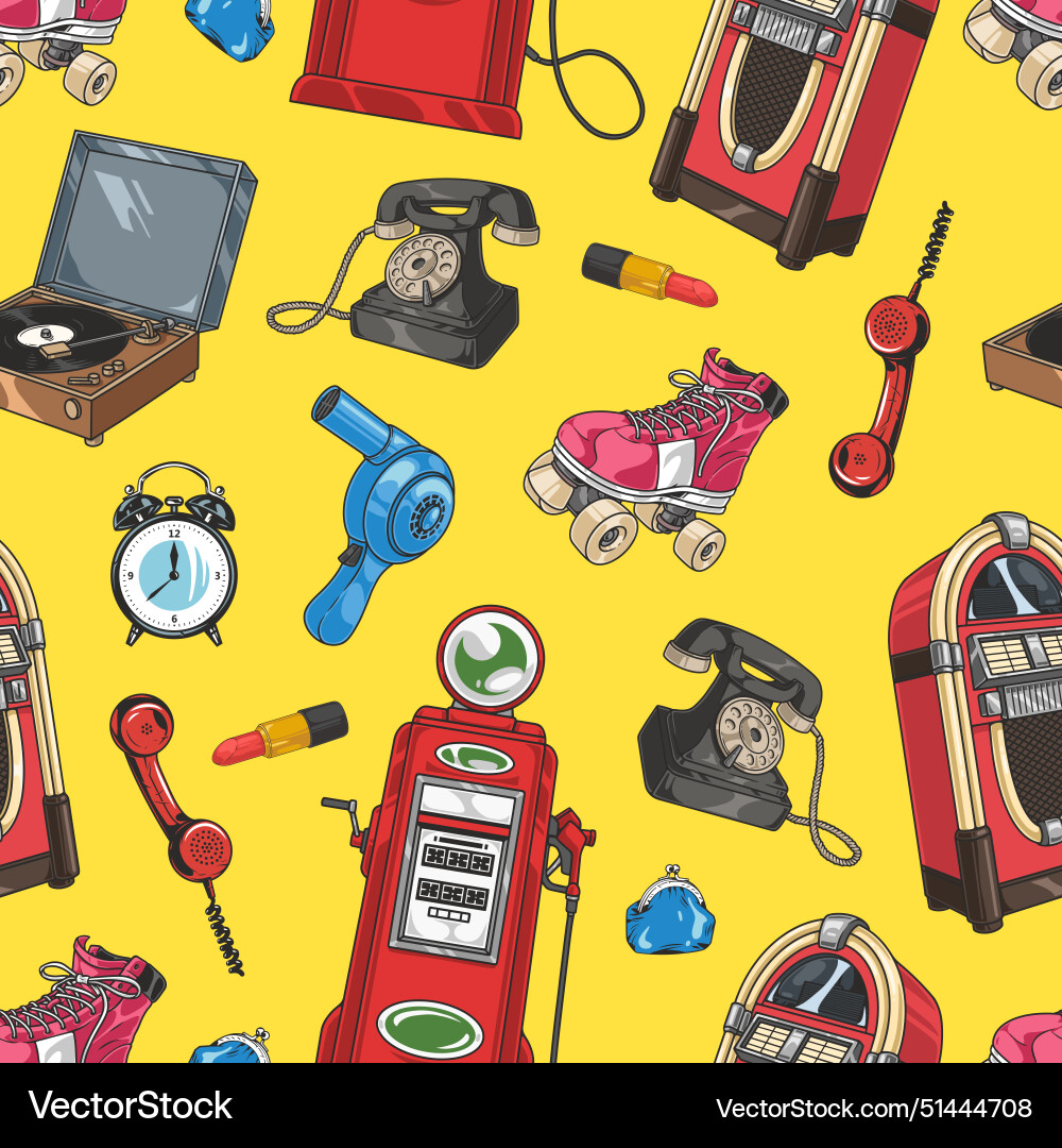 Retro electronics colorful pattern seamless Retro electronics colorful pattern seamless vector image