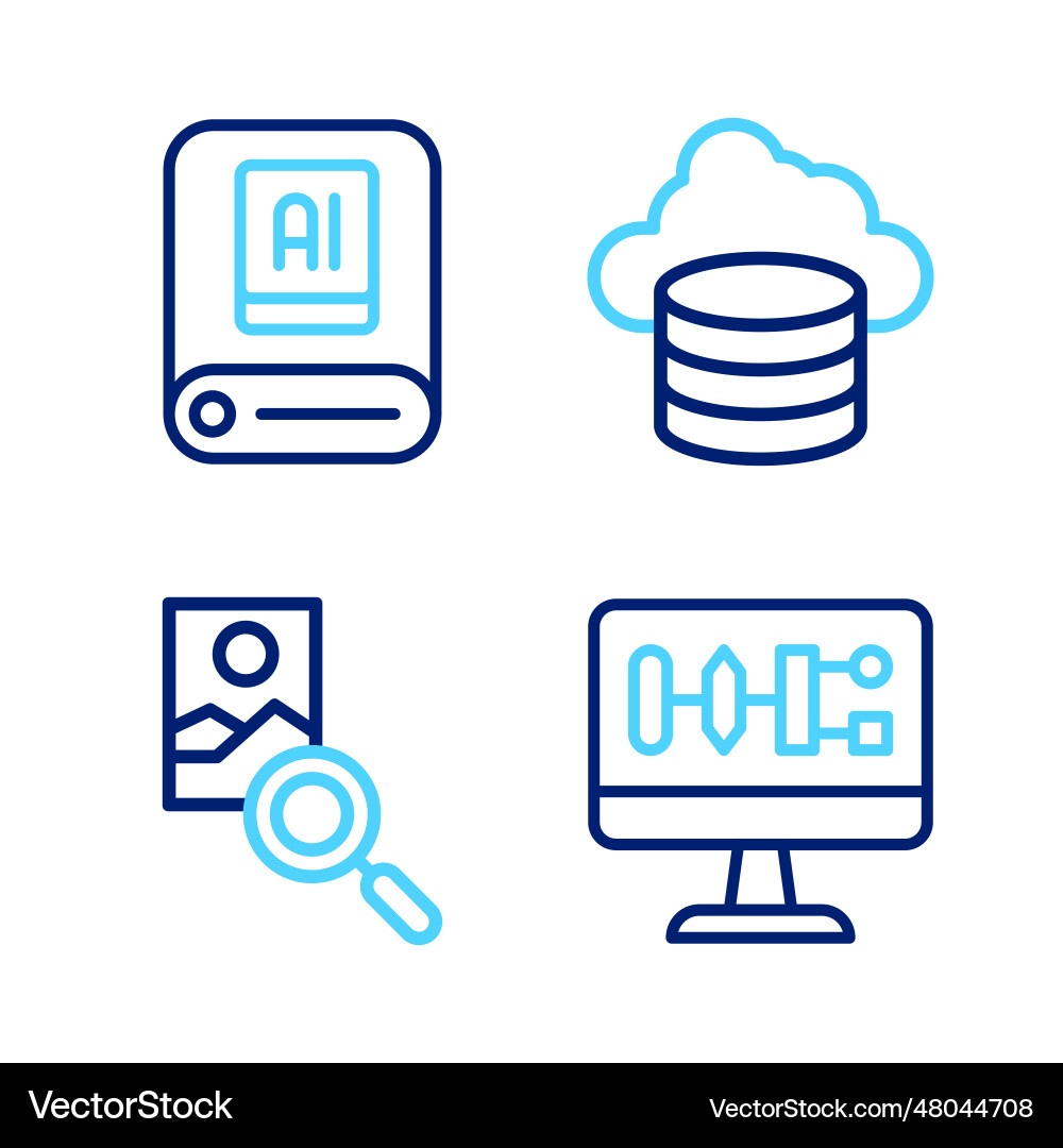 Set line algorithm photo retouching cloud Set line algorithm photo retouching cloud vector image