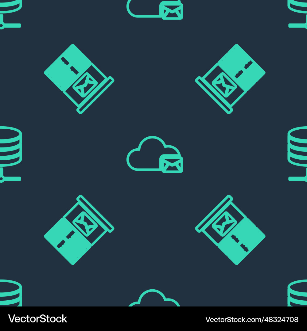Set line cloud mail server and data Set line cloud mail server and data vector image