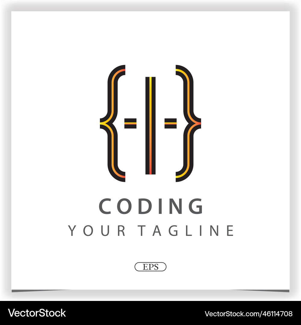 Simple coding or programmer logo premium elegant vector image