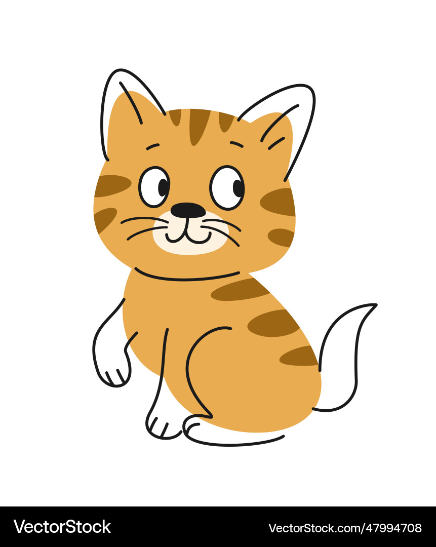 Striped Kitten Outline vector image