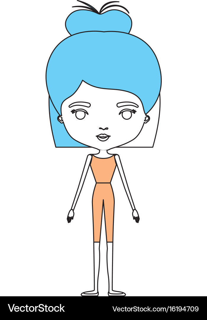 Color sections silhouette caricature skinny woman vector image