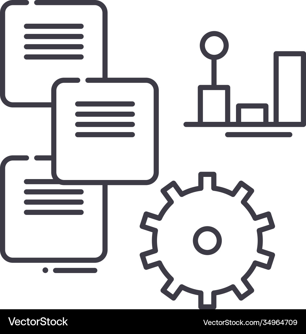 Data processing icon linear isolated Data processing icon linear isolated vector image