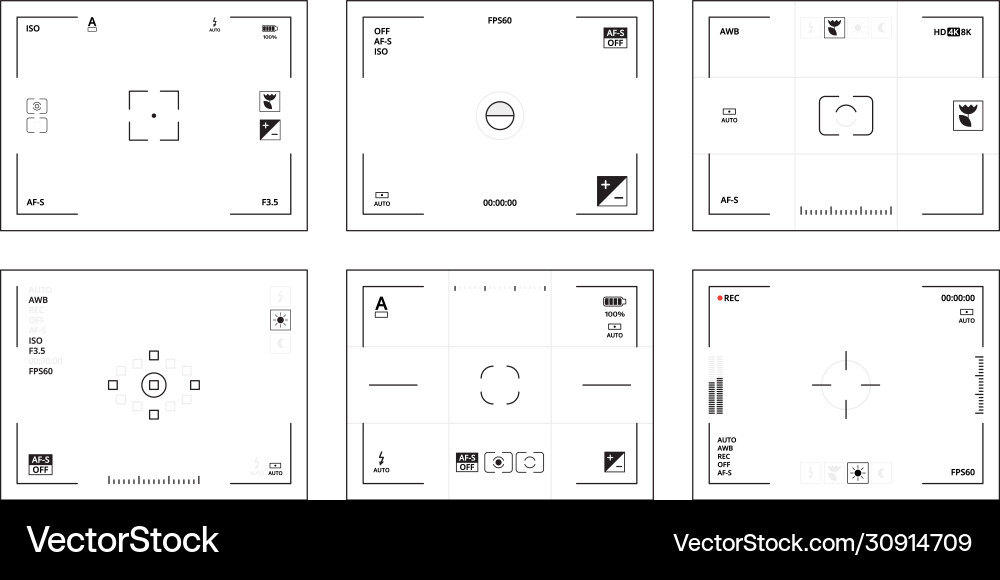 DSLR Viewfinder UI Interface Vector Image