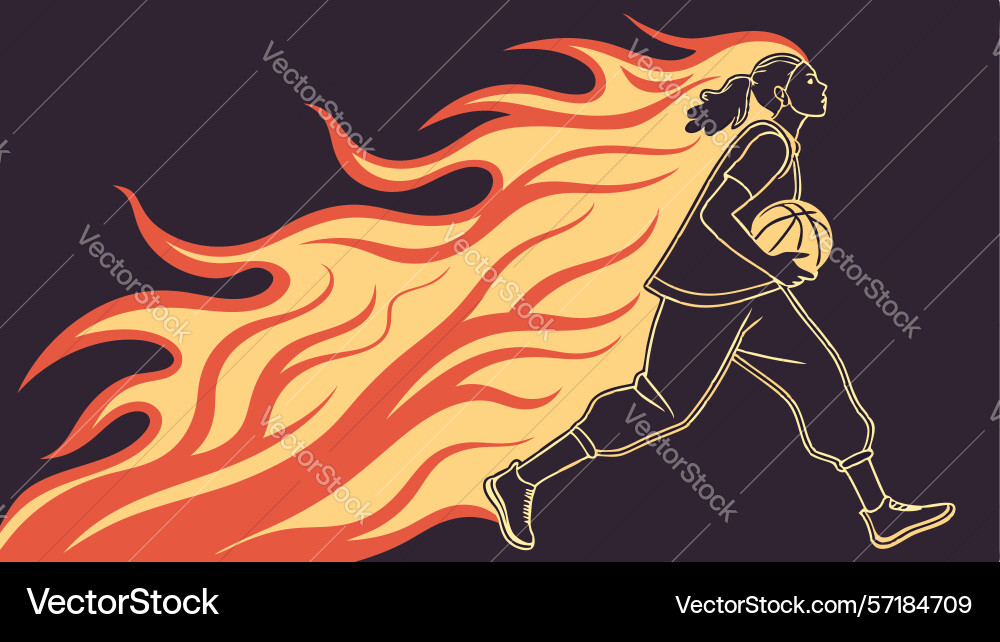Dynamic fiery runner symbolizing speed vector image