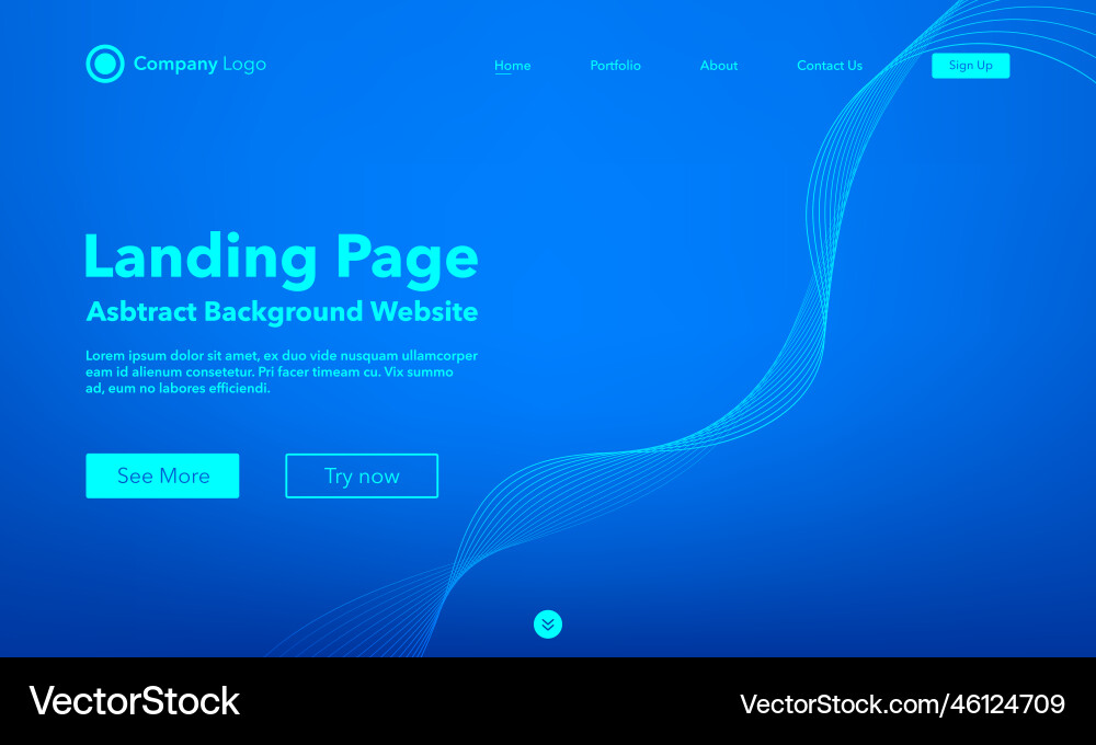 Gradient abstract wave background landing page Gradient abstract wave background landing page vector image