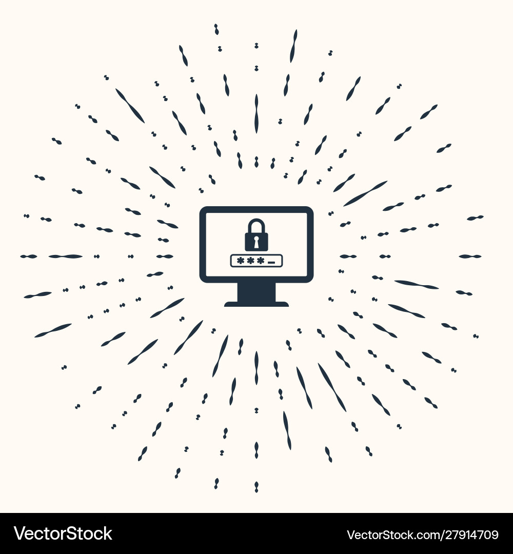 Grey monitor with password notification and lock vector image