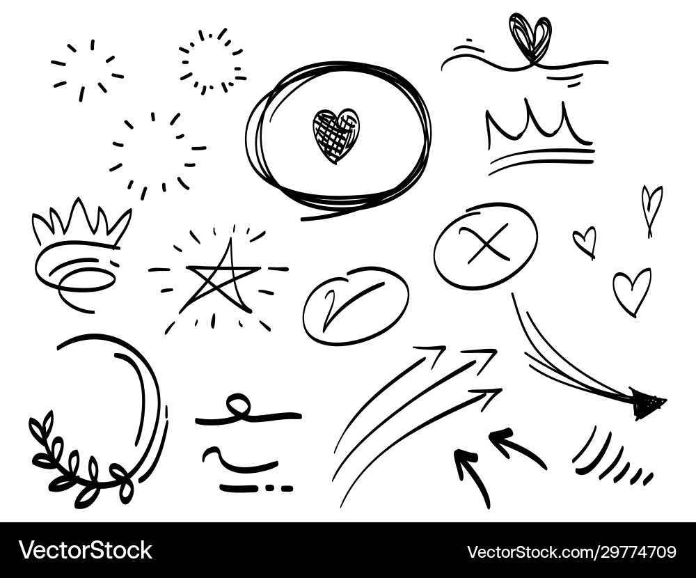 Hand drawn set abstract doodle elements Royalty Free Vector