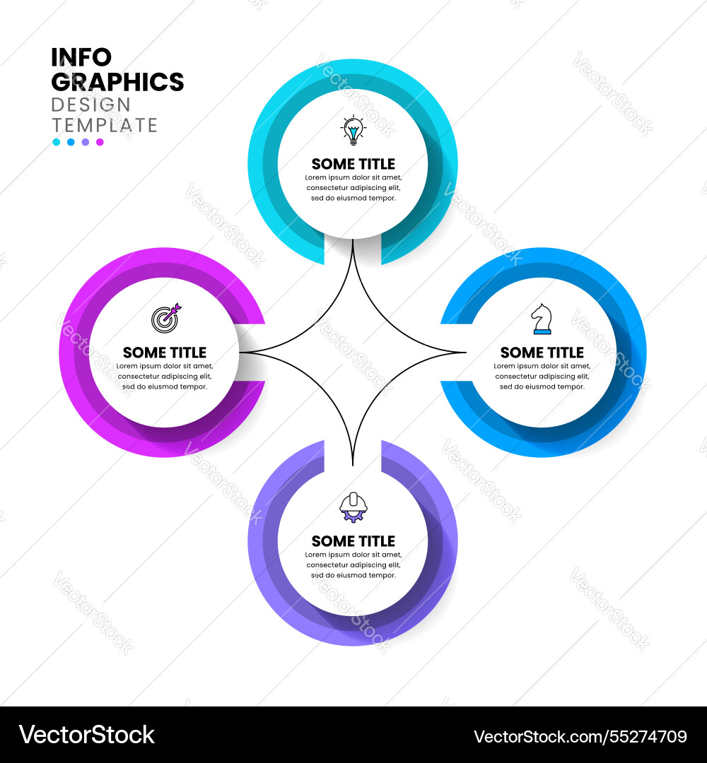 Infographic template 4 connected circles with text Infographic template 4 connected circles with text vector image