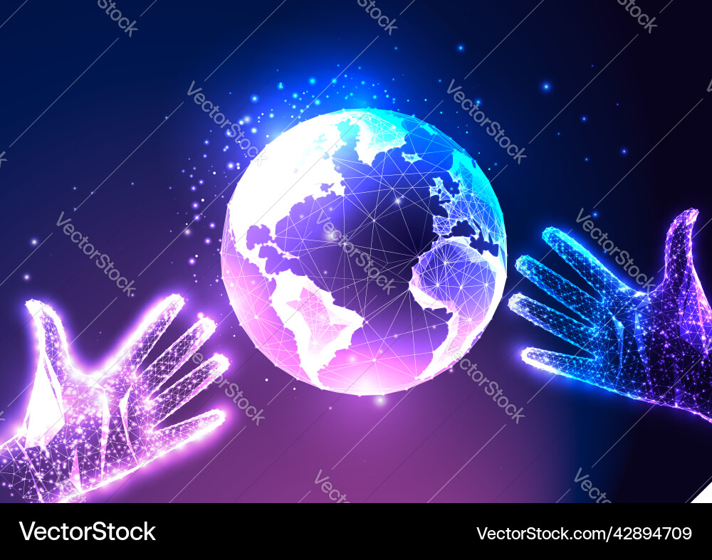 Konzept der metaversen Welt mit Händen und Planeten Konzept der metaversen Welt mit Händen und Planeten vektorbild