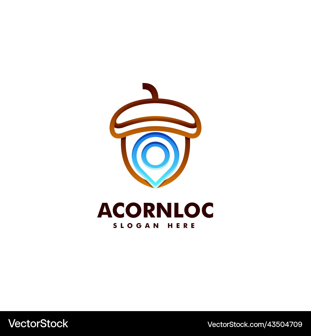 Logo acorn location gradient line art style Logo acorn location gradient line art style Vector Image