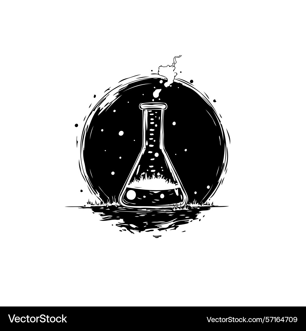 Monochromatic science of a conical flask Vector Image