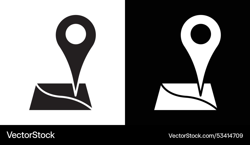 Pin on a map icon flat thin line Royalty Free Vector Image