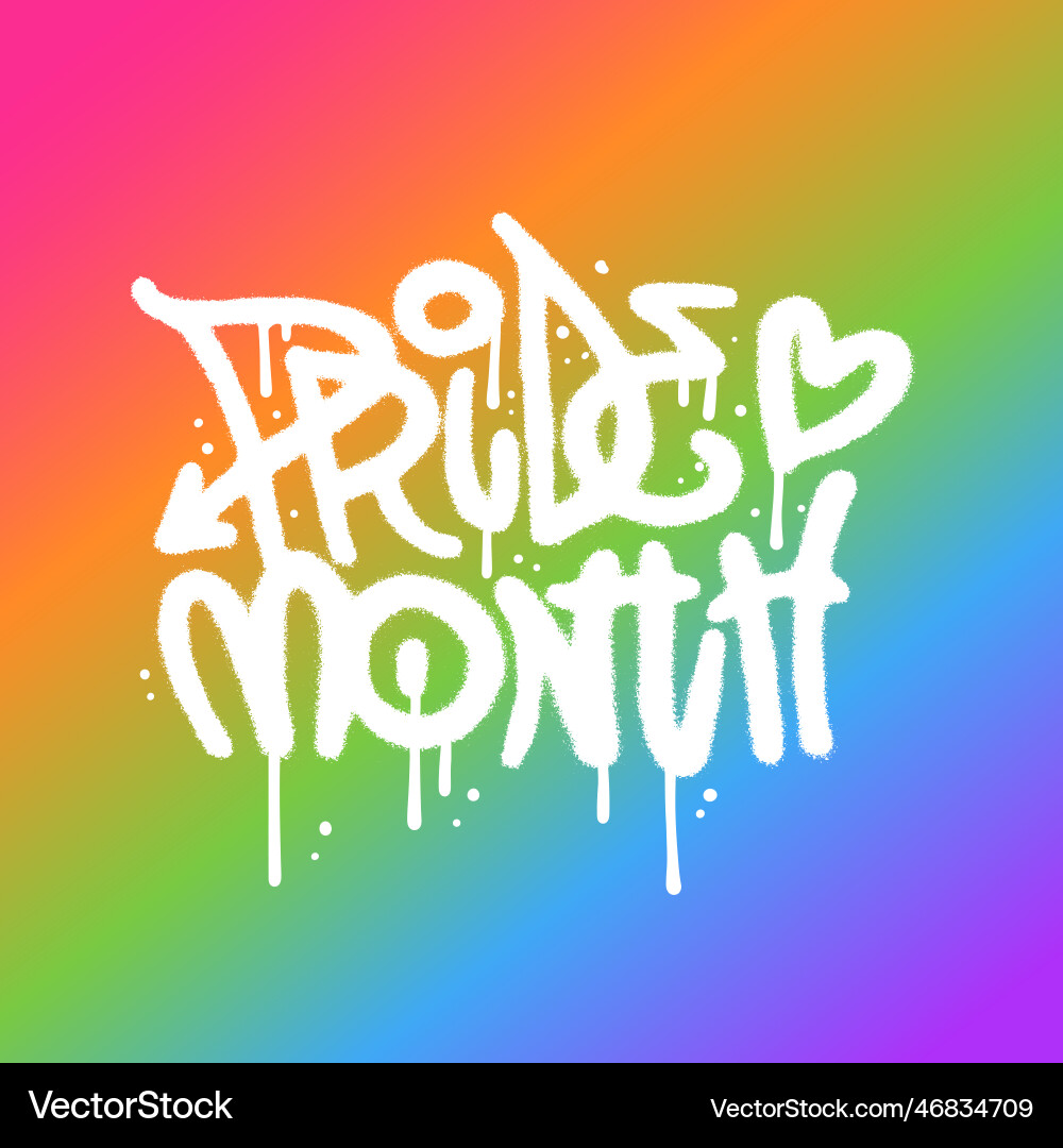Pride month - sprayed lettering typography banner Pride month - sprayed lettering typography banner vector image