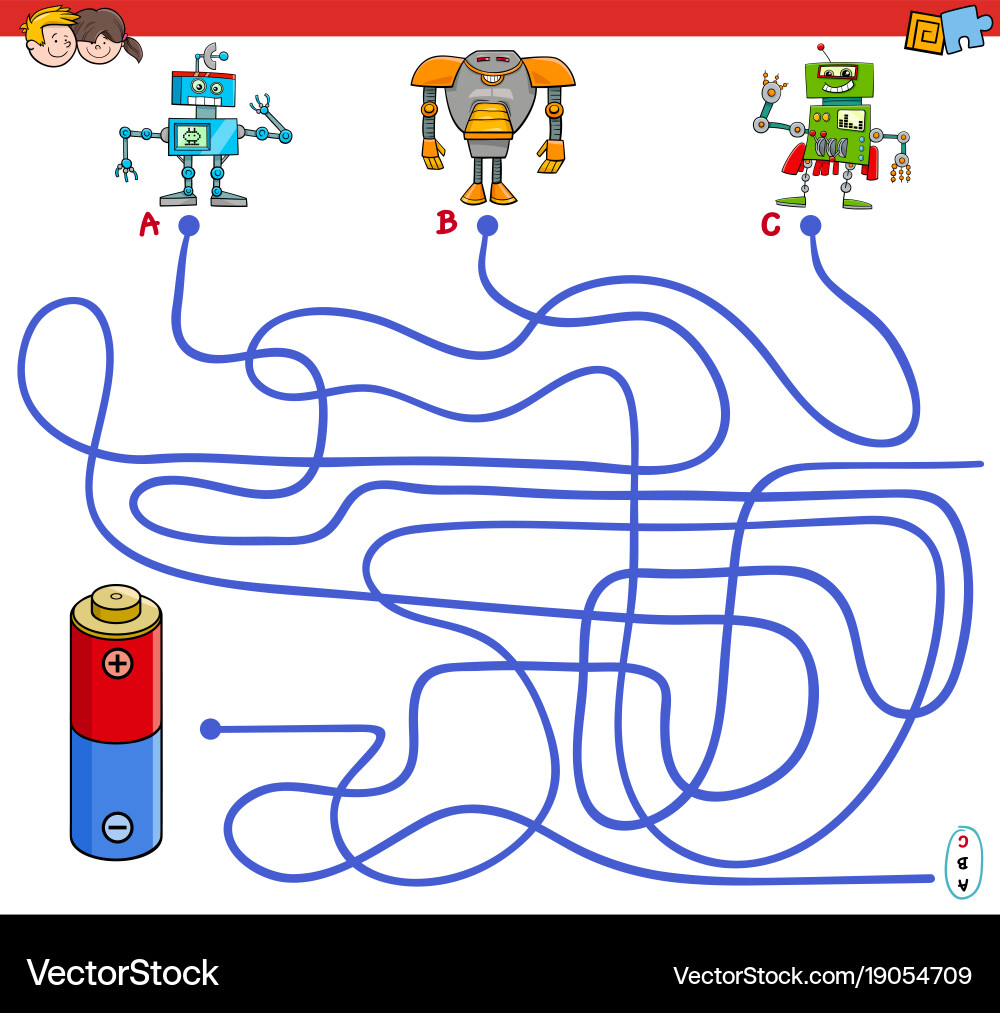 Robot Maze Puzzle Game vector image