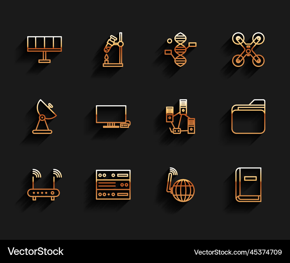 Set line router and wi-fi signal server data Set line router and wi-fi signal server data vector image
