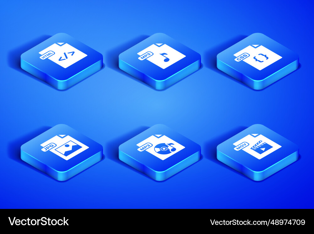 Set mov file document html mp3 jpg and css icon Set mov file document html mp3 jpg and css icon vector image