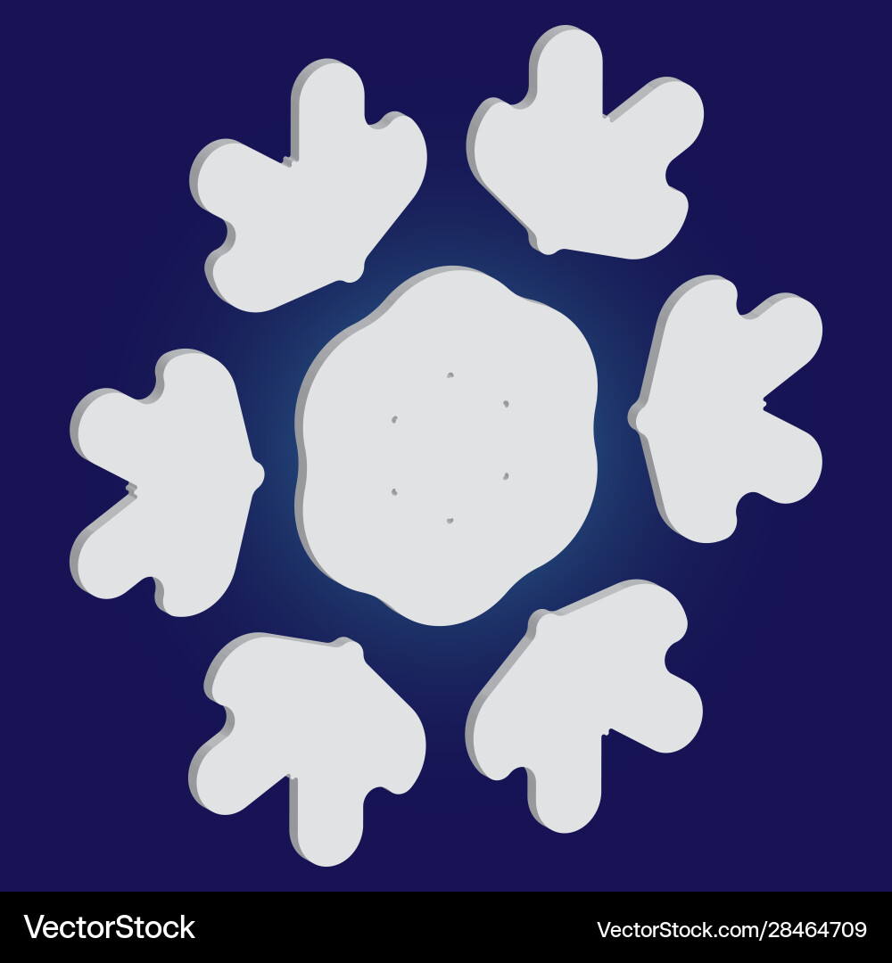 Simple snowflake with shadow on blue background Vector Image