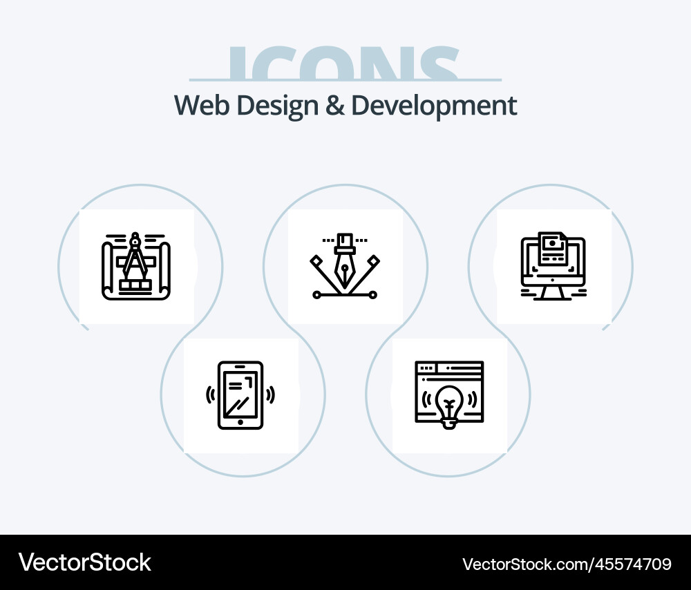 Web design and development line icon pack 5 Vector Image