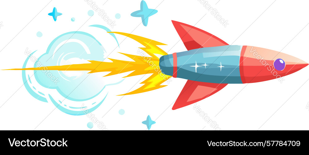Whimsical rocket with speed lines design Vector Image
