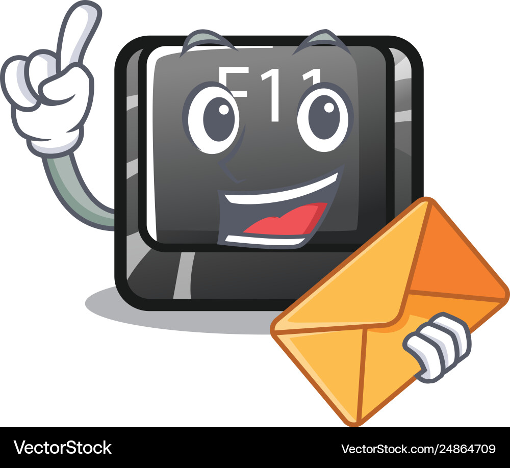 With envelope f11 button in character shape vector image