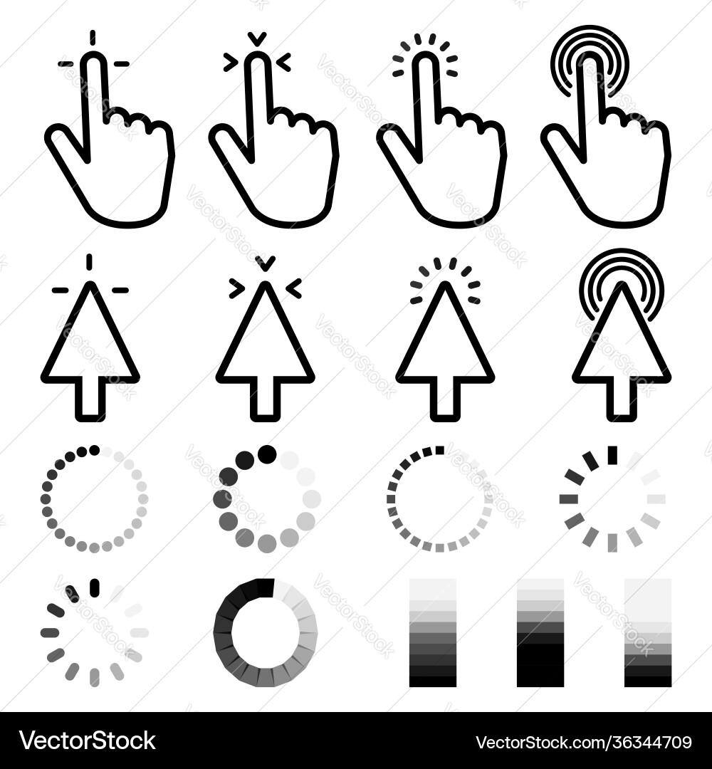 Zeiger Klicken Sie auf Icon große Sammlung klicken Cursor Vektorbild