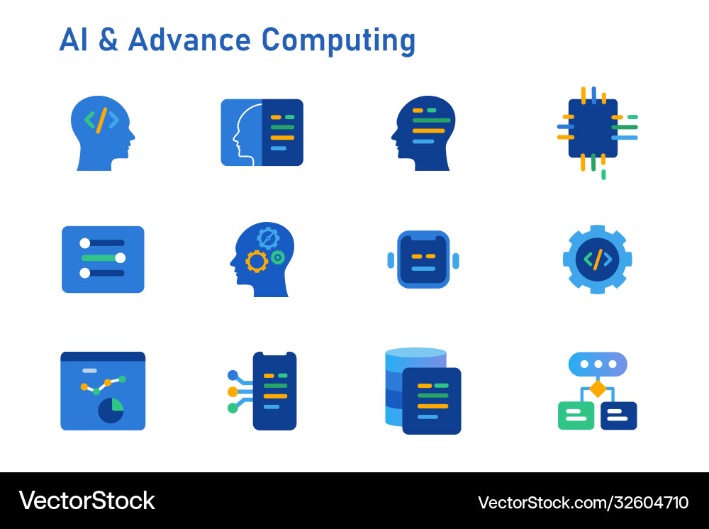 Ai artificial intelligence advance computing icon Ai artificial intelligence advance computing icon vector image