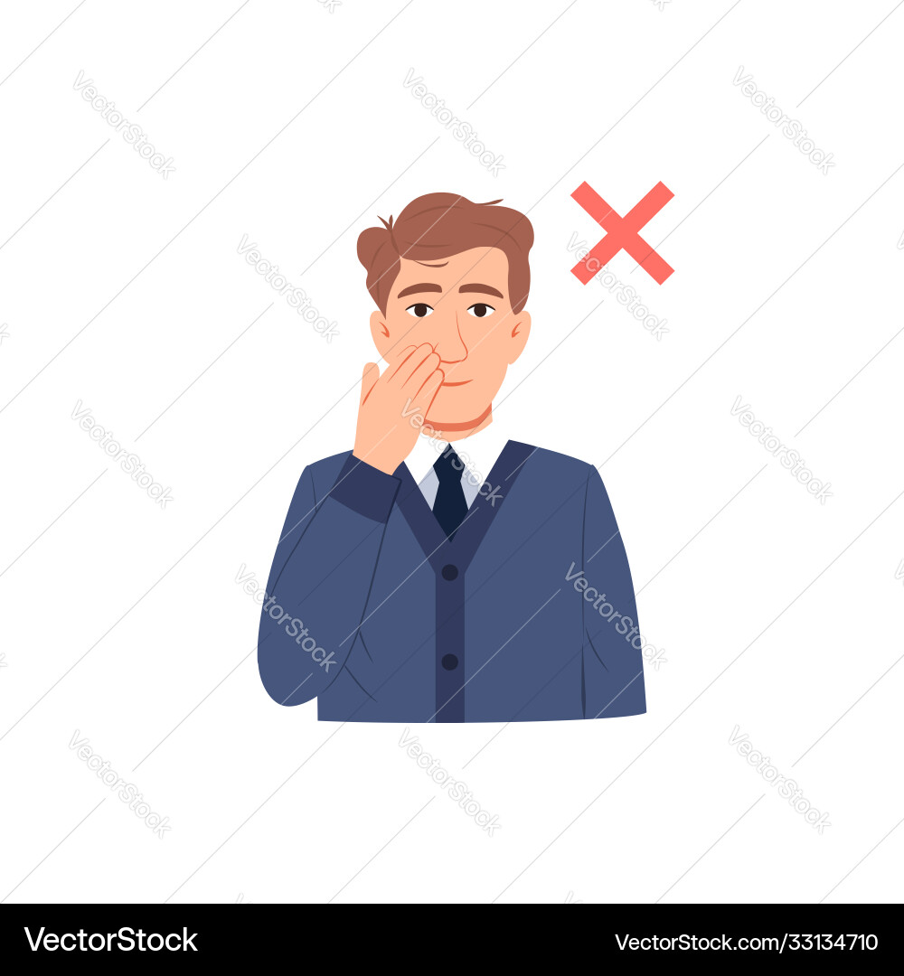 Avoid touching your face flat icon man touch Avoid touching your face flat icon man touch vector image