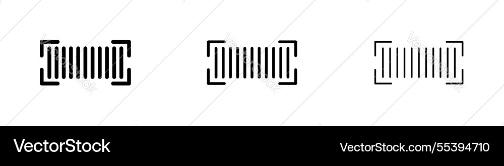 Barcode read icons in three different stroke lines vector image