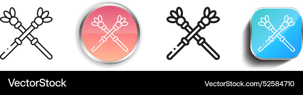 Cane icon thin linear regular and button style vector image