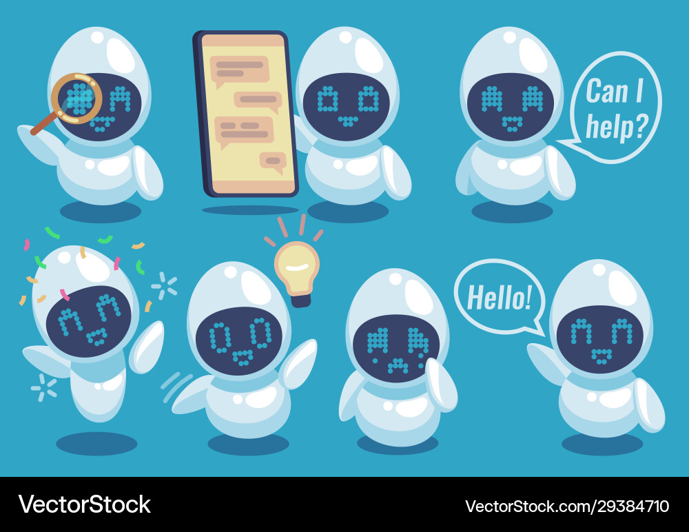 Chatbots friendly robot online helper artificial Chatbots friendly robot online helper artificial vector image