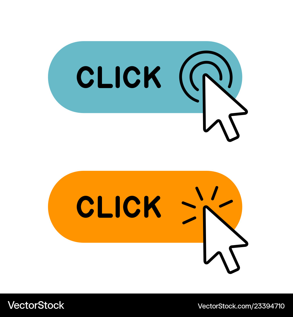 Click Here Buttons with Cursor Icons vector image