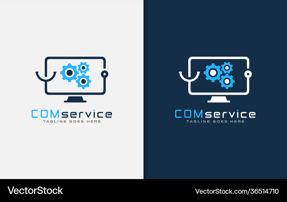 Computer service logo design tech vector image